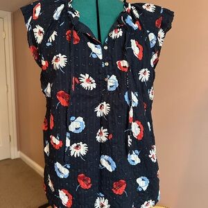 LOFT lined Floral Blouse - Black, Red, White